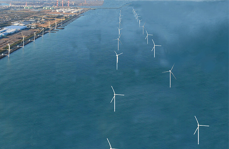 総面積640ha!36基の大風力発電機